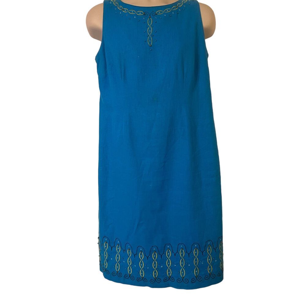 Sag Harbor Women's Size 12 Blue Embroidered‎ Lined Dress